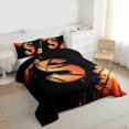 thumbnail image 3 of Homewish Cartoon Basketball Boys Bedding Comforter Set, Black Orange Monogrammed S Twin Comforter Sets, Modern Ball Sports Player Reversible Bedding Set, Breathable Home Decor, 2pcs, 3 of 8