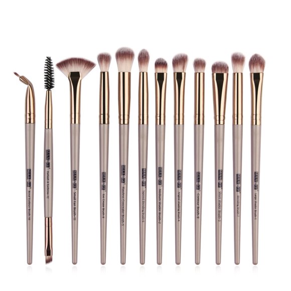 12Pcs/Set Champagne Gold Makeup Brush Set Ultra Soft Eyeshadow Brush Beauty Face Tool Concealer Brush