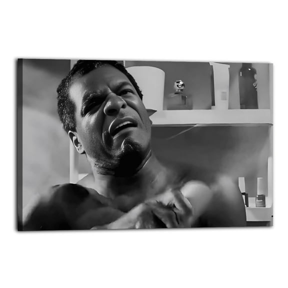 Bathroom Wall Art 90s Black White Toilet Poster Wrapped Wooden Frame Wall Decor,,Canvas Wall Art for Living Room,Bedroom,Office,Ready to Hang