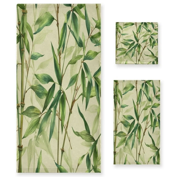 3 Piece Bath Towels Set Bath Towel, Hand Towel and Face Towel for Bathroom, Gym, Hotel Bamboo Pattern