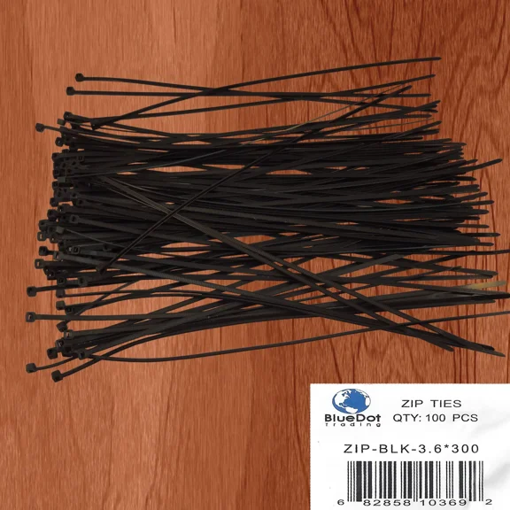 100 Pcs Pack Lot - Black 12" Inch Uv Resistant Nylon Cable Zip Wire Tie 40 Lbs