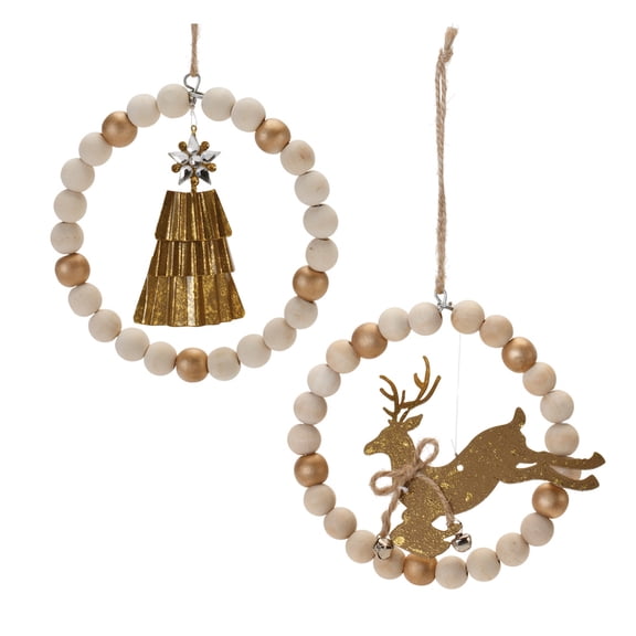 Melrose International LLC Deer and Tree Ornament (Set of 6) 5.5"H Metal/Wood