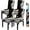 Black and White Marble, variant on Anna QUUEN Black White Gold Marble Print Dining Chair Covers Set of 4,Stretch Fit Washable Elastic Slipcovers,Waterproof Furniture Protector for Kitchen Dining Room Chairs