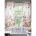 thumbnail image 2 of Brown Red Eucalyptus Leaves Sheer Curtains 63 Inch Length 2 Panels Set Window Treatments, Watercolor Spring Summer Botanical Rod Pocket Semi Curtains for Living Room/Bedroom/Kitchen, 104"W x 63"L, 2 of 7