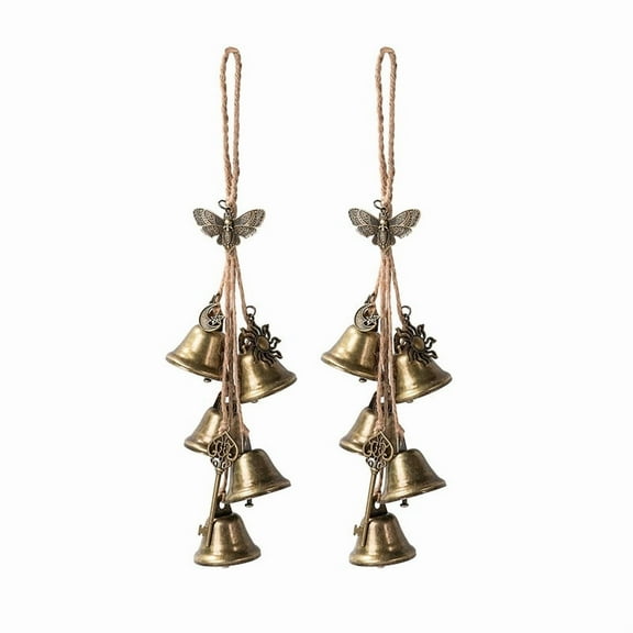 2 PCS Witch Bells for Door Knob, Hanging Bells for Door, Witch Decor,Vintage Bell,Wiccan Magic Wind Chimes Witchcraft Supplies for Boho Home Room Decor (Butterfly Vintage Bell)