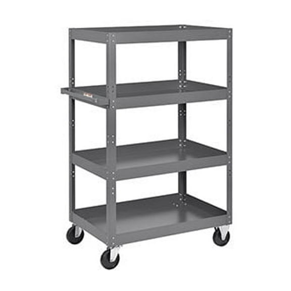 Global Industries 988832 Multi-Level Steel Shelf Truck with 4 Shelves, 36 x 24 in. - 800 lbs - Gray