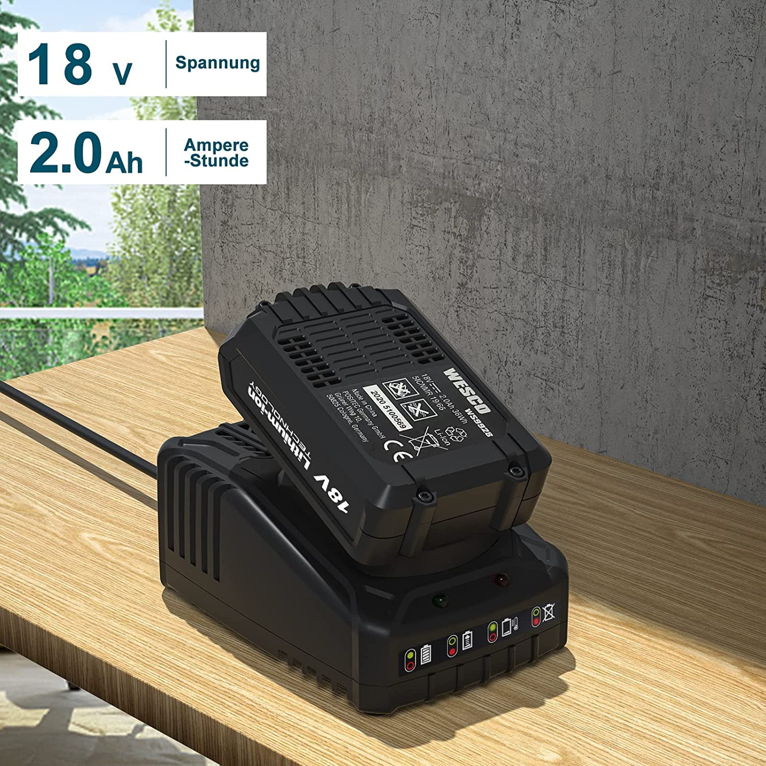WESCO WS1105 Lithium Ion Battery and Charger Set 18 V 18 V System 2.0 Ah Battery Charger in Box in Nepal at NPR 6152 Rating 5