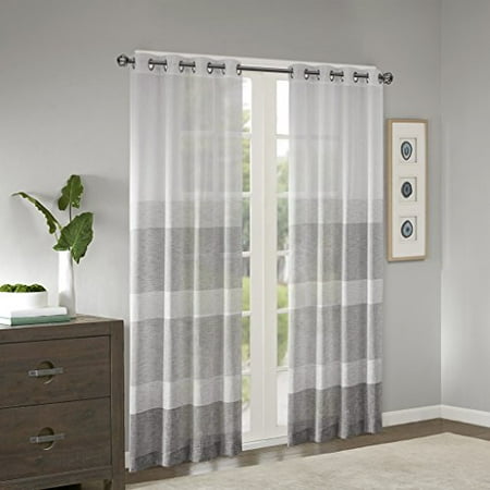 sheer window hayden woven striped linen faux grey
