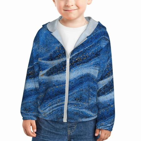 

Lukts Sparkling With Blue Print Children s Long-Sleeved Sun Protection Clothing Hooded Sweatshirts for Boys and Girls Outdoor Sports-18 Months