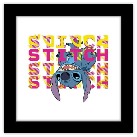 Gallery Pops Lilo & Stitch - Alien Text Stitch Wall Art, Black Framed Version, 12" x 12"