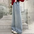 thumbnail image 3 of Kids Wide Leg Jeans Girls 10-12 Loose Relaxed Faux Denim Pants Elastic Waist Baggy Jean Trousers Gray Blue,3 Years, 3 of 6