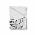 thumbnail image 2 of Funny Sloth Soft Flannel Fleece Blanket, Sketch of Lazy Animal Tropical Leaf Holding Banner for Morning Print, Cozy Plush for Indoor and Outdoor Use, 60" x 80", Charcoal Grey White, by Ambesonne, 2 of 6