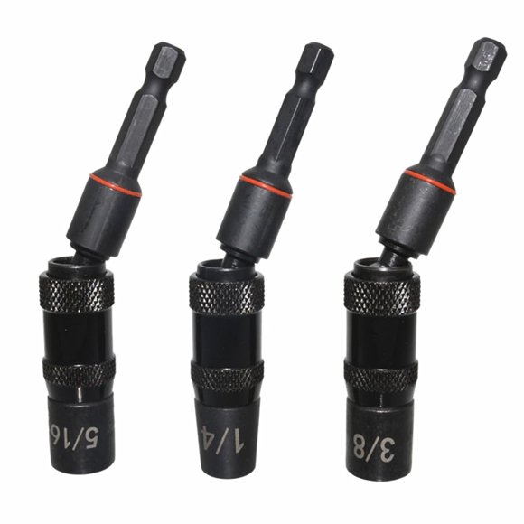 3Pcs 1/4 5/16 3/8 Pivoting Bit Holder Pivots Drill Bit Holder Quick Releases Flexible Driver Bit Holder Materials
