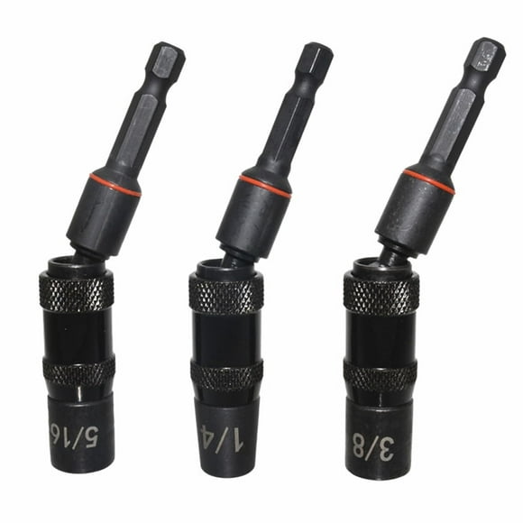 3Pcs 1/4 5/16 3/8 Pivoting Bit Holder Pivots Drill Bit Holder Quick Releases Flexible Driver Bit Holder Materials