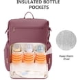 thumbnail image 3 of Diaper Bag Backpack for Mom/Dad with Changing Pad, Multi-Function Neoprene Large Newborn Baby Maternity Bags Travel Tote with Insulated Pockets Pink, 3 of 10