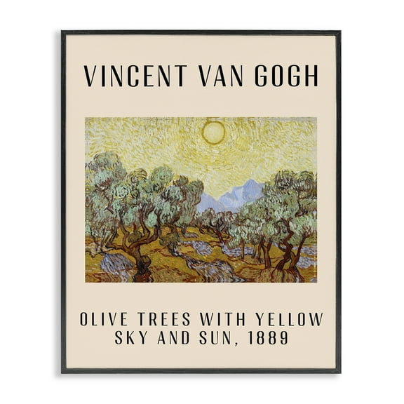 Stupell Industries Classic Olive Trees Van Gogh Landscape & Nature Painting Black Framed Art Print Wall Art, 11 x 14