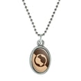 thumbnail image 1 of Cat Sitting Silhouette Antiqued Oval Charm Pendant with Chain, 1 of 4