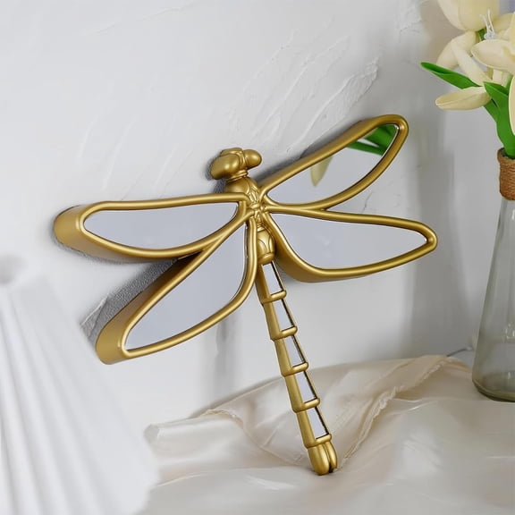Dragonfly & Pattern Wall Hanging Decoration, Vintage Mirror & Dragonfly Wall Decor, Creative Home Decor for Living Room Bedroom