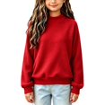 thumbnail image 5 of WDWYY Girls Waffle Knit Mock Neck Sweatshirt Raglan Long Sleeve Fall Winter Loose Fit Pullover Casual Top Red 13-14Y, 5 of 5