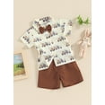 thumbnail image 3 of FEORJGP Kids Baby Boy Easter Outfits 6M 1T 2T 3T 4T Toddler Short Sleeve Shirt Bunny/Truck Print Bowtie T-shirt Lapel Button Tops + Shorts Set Infant Gentleman Casual 2Pcs Summer Clothes, 3 of 9