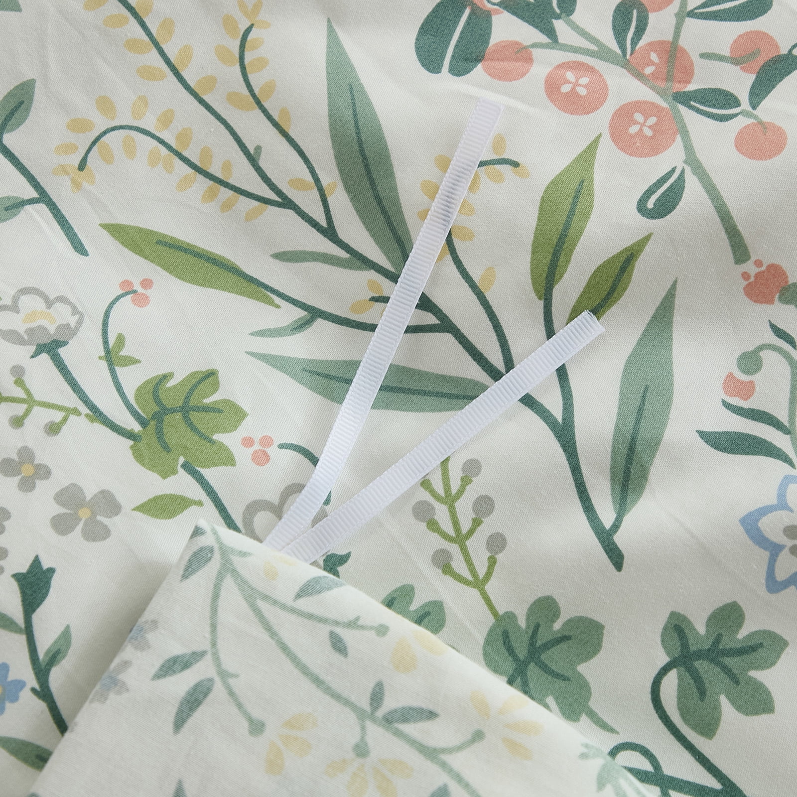 Duvet Cover 100% Cotton Comforter Cover Green Floral Breathable Duvet Cover with Zipper Closure & Corner Ties 3 Pcs Green Fragrant Grass Duvet Cover Set