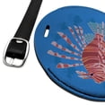 thumbnail image 2 of Red Lionfish Invasive Species Round Leather Luggage Card Suitcase Carry-On ID Tag, 2 of 6