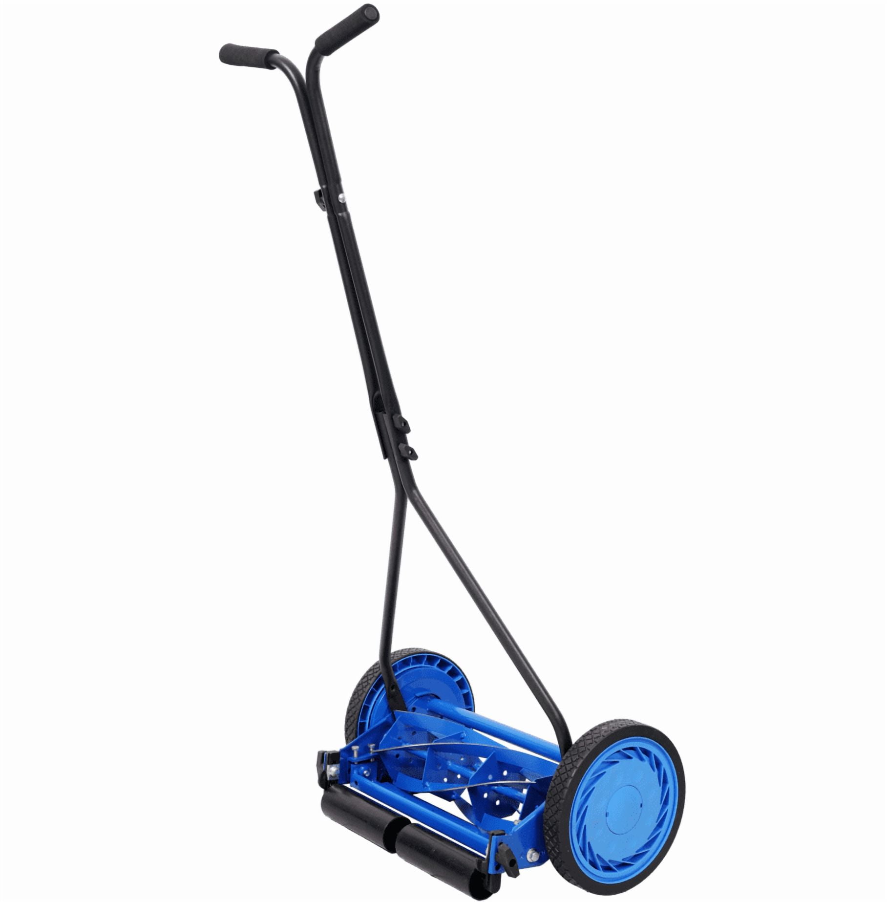 16in Blue Push Reel Lawn Mower Manual Grass Cutter