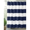 thumbnail image 2 of Navy Blue Stripe Shower Curtain, Simple Style White Striped Waterproof Shower Curtain Set with 12 Hooks Lightweight Washable Fabric Shower Curtains for Bathroom 72x84 Inches, 2 of 6