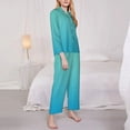 thumbnail image 3 of Lsque Teal Turquoise Pattern Long Sleeve Pajama Set for Women - Soft 2-Piece Sleepwear and Loungewear Set with Pockets, Comfy Nightwear-XX-Large, 3 of 7