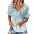 thumbnail image 2 of Xuyuer Womens T Shirt Casual Short Sleeve V-Neck Graphic T-Shirt Tops Tees Summer Dressy Casual Tops Pleated FrontVintage Shirt for Women Graphic Tee Casual Cottagecore Summer T Shirt, 2 of 6