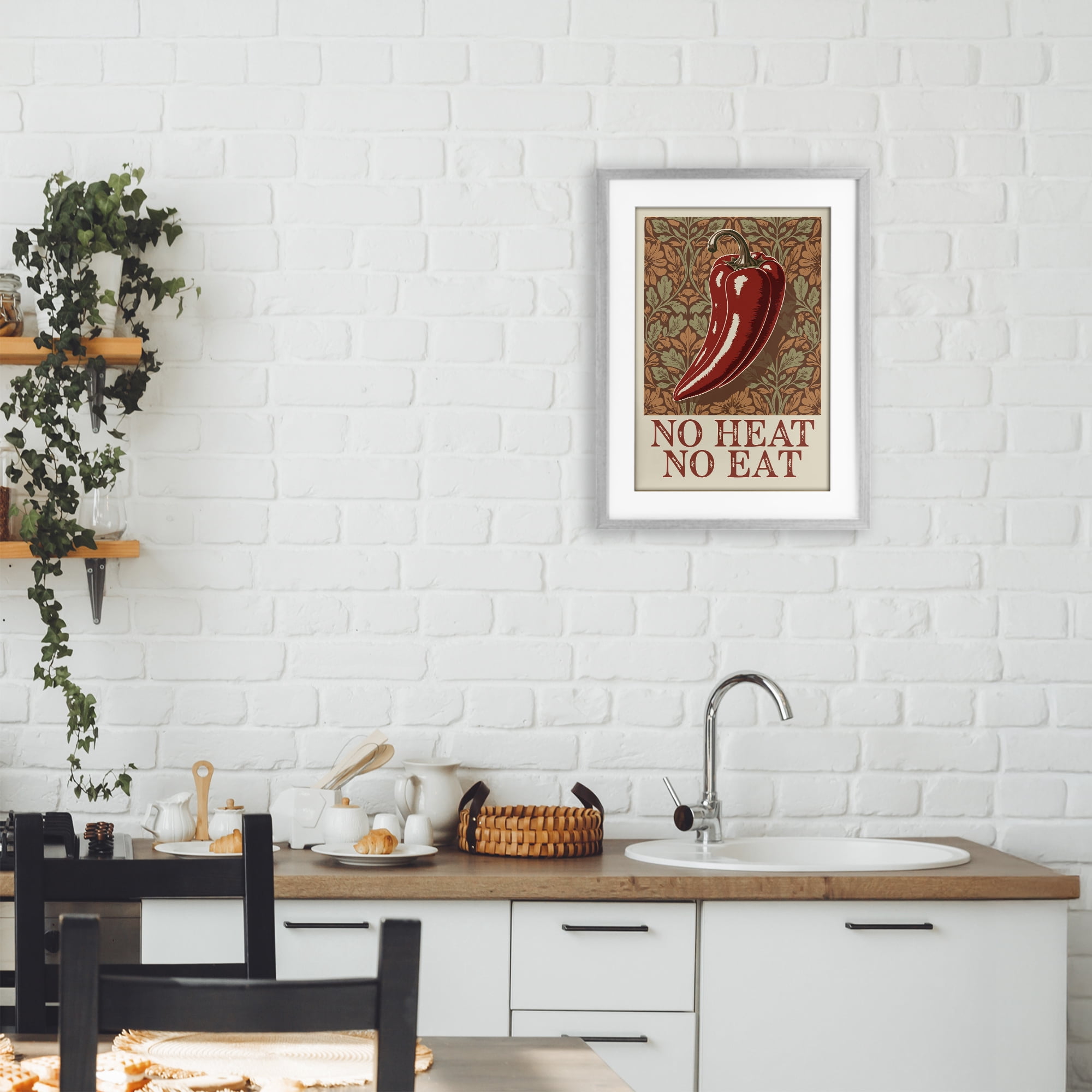 Stupell Industries No Heat or Eat Pepper Gray Framed Print Under Glass, design by Andreas Magnusson