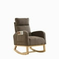 thumbnail image 5 of Accent Rocking Chair, Modern Fabric Armchair with High Backrest and Headrest, Chaise Lounge Rocker with 2 Storage Side Pockets and Solid Wood Base for Living Room or Bedroom, Coffee, 5 of 7