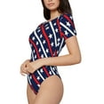 thumbnail image 2 of Haiem Patriotic Star Women's Crew Neck Short Sleeve Bodysuit Tops Stretchy Slim Basic-XX-Large, 2 of 9