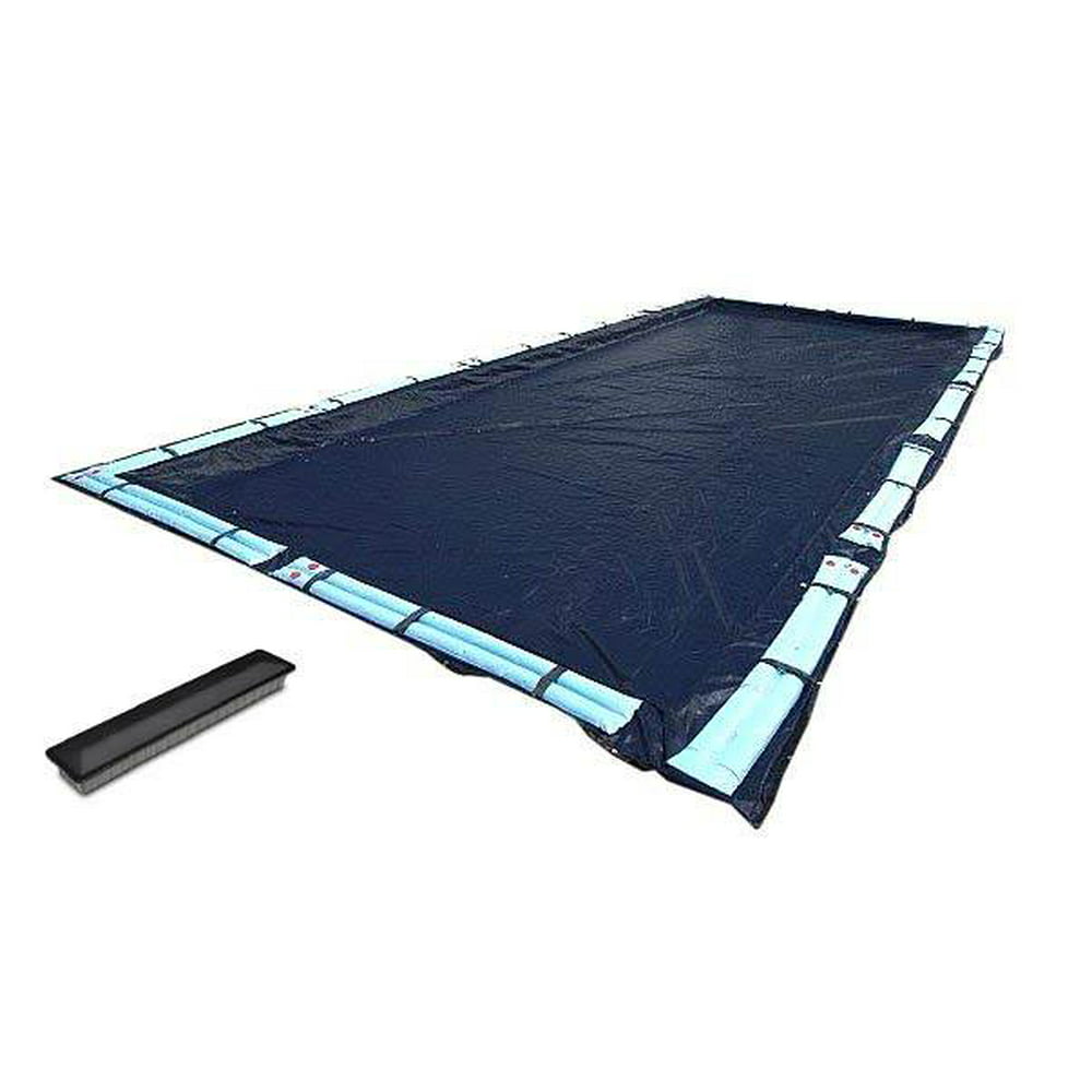 25x45 Dark Blue Rectangular Inground Pool Cover + 18 Blocks + Winter Closing Kit