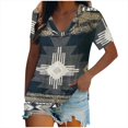 thumbnail image 2 of Blouse d'Été Grande Taille à Manches Courtes pour Femmes Mode Imprimée Col en V T-shirt Ample à Manches Courtes Chandail Tops T-shirt Col en V Femmes en Liquidation, 2 of 5