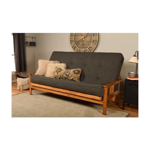 Wood Futon Frame Queen Size - Classic Style Sofa Bed with Mission Arms