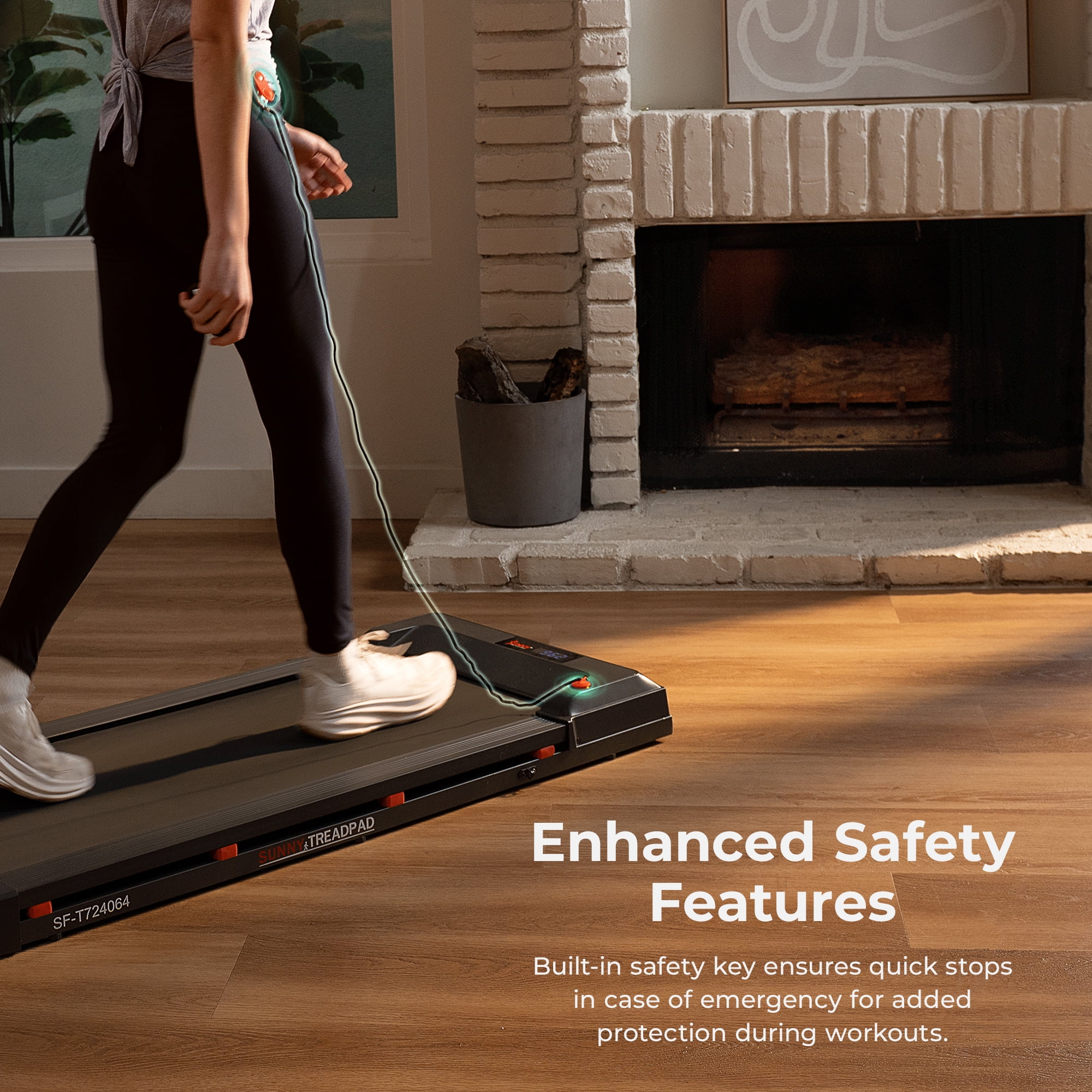 Sunny Health & Fitness Smart Under‑Desk Walking Treadpad Treadmill with Wi‑Fi & Bluetooth, Performance Tracking in the SunnyFit App