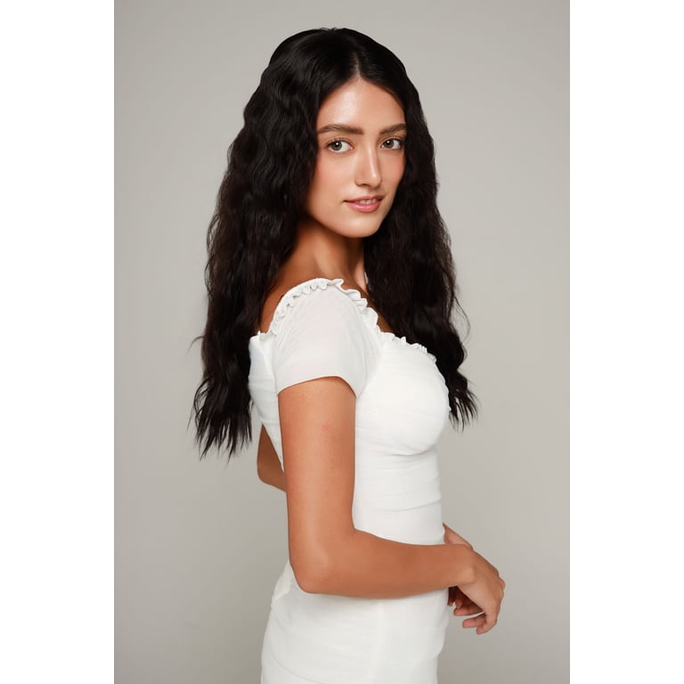 Mane Theorie Beach Wave Halo Hair Extensions for Women, 18 inch