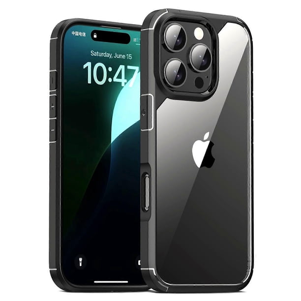 Defense Armor Series for iPhone 16 Pro Max Case Anti-Scratch TPU+PC Clear Back Shell - Black
