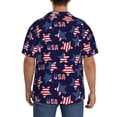 thumbnail image 3 of Rateoe American Stars Pattern Men's Short Sleeve Classic Shirt, Casual Short-Sleeved Shirt, Lightweight Summer Shirt, Cuban Collar Shirt,Button-Front Shirt-XX-Large, 3 of 5