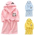 thumbnail image 3 of Zwiiyzr Boys Girls Robe Kids Flannel Hooded Bathrobe with Belt Toddler Cute Fleece Soft Fuzzy Bathrobe for Gifts Blue, 3 of 4
