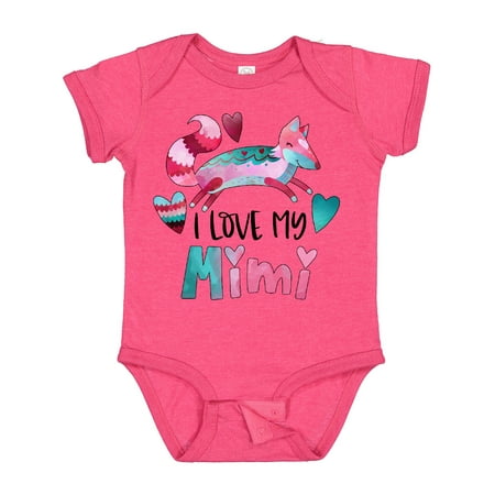 

Inktastic I Love My Mimi Pink and Blue Fox with Hearts Gift Baby Boy or Baby Girl Bodysuit