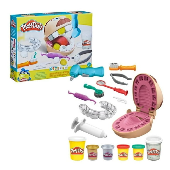 Actividades Infantiles Hasbro Play-Doh Dentista bromista, con 9 accesorios y 6 latas de plastilina, a partir de 3 años