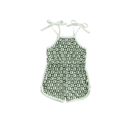 

Coduop Infant Baby Girls Sleeveless Bodysuits Star Moon Print Newborn Jumpsuit Playsuit
