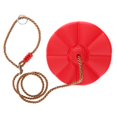 thumbnail image 1 of Siège de Balançoire Rond en Plaque à Disque avec Corde de Suspension Sécuritaire Intérieur Extérieur Siège Singe Rouge, 1 of 8