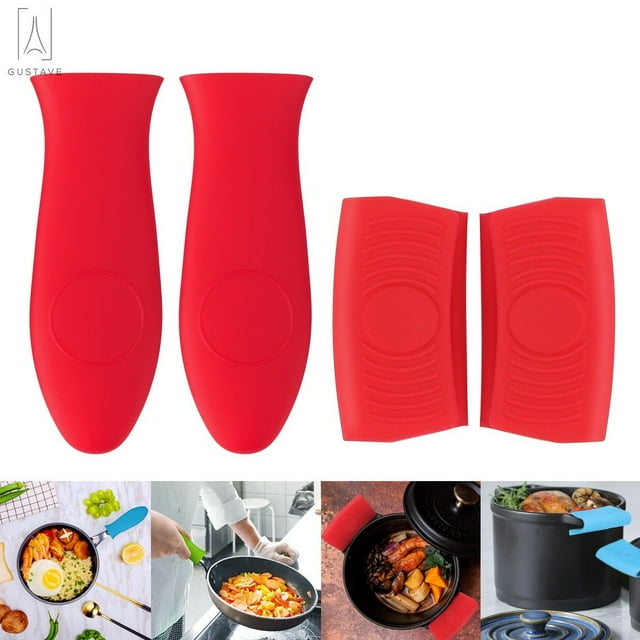 Gustave 4pcs Silicone Hot Handle Holder Rubber Pot Handles Cover Assist Pan Handle Heat