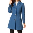 thumbnail image 1 of Abrigo largo de invierno para mujer Inspire Chic, de un solo botón, talla M, color azul polvo, 1 of 6