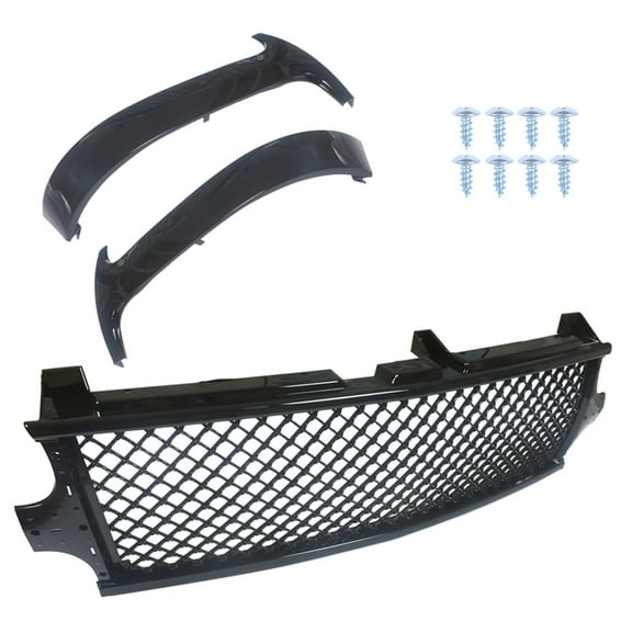 munirater Front Bumper Glossy Black Grill For 1999-2001 02 /00-06 Silverado Tahoe Suburban