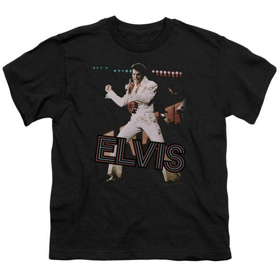 Trevco ELV612-YT-1 Elvis Presley & Hit the Lights Youth 18-1 Short Sleeve T-Shirt, Black - Small