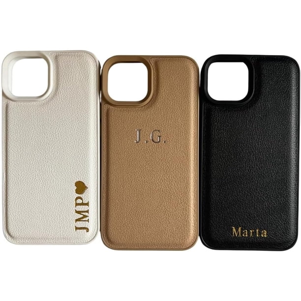 Funda personalizada con relieve para iPhone: funda con iniciales personalizadas para iPhone 16, 15, 14 y 13. Nombre personalizado. Idea de regalo grabada para él y para ella